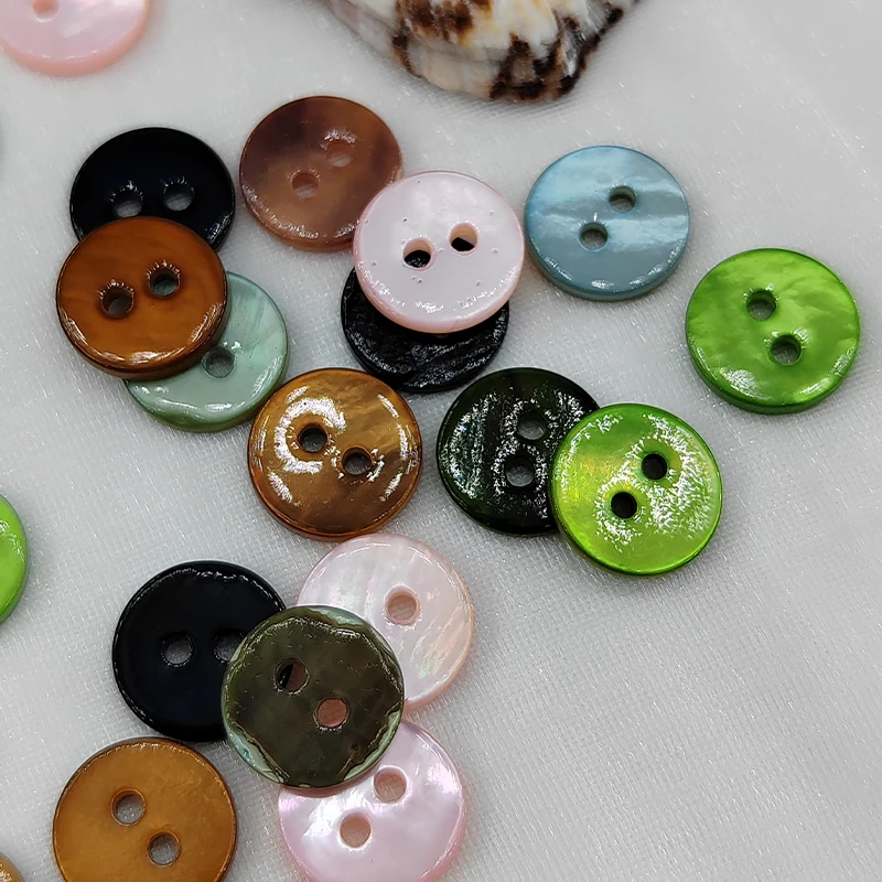 10MM Multicolor Natural Shell Buttons Of Clothing 10Pcs Colorful Cute 2-Holes Fashion Decor Buttons For Women Sweater Sewing DIY