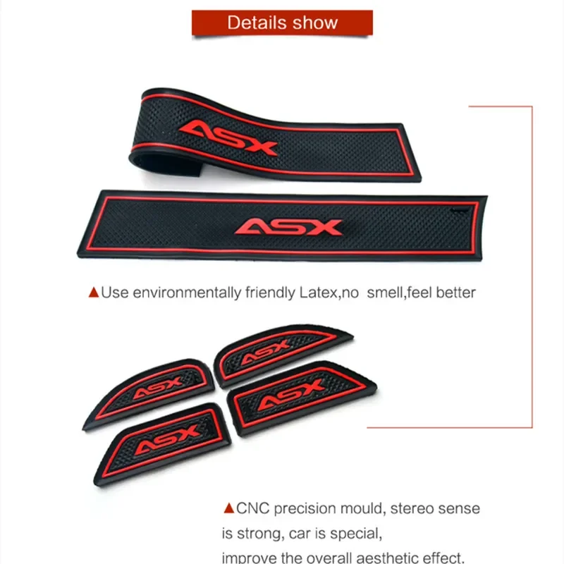 For Mitsubishi ASX 2019 2020  3D Rubber Mat Lnterior Anti Slip Mat Door Slot Pad Cup Cushion Groove Pad Car Accessories