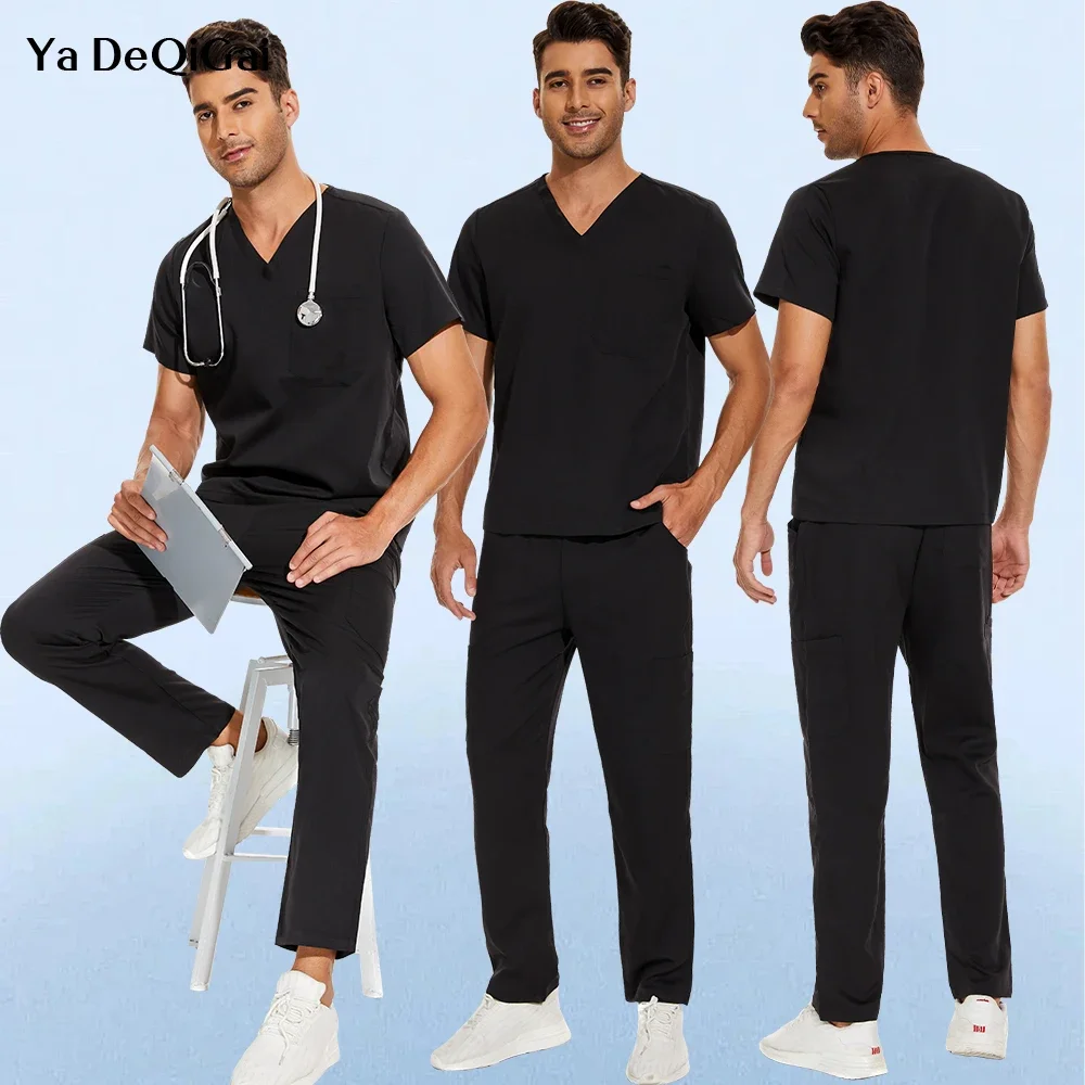 Scrubs Suits For Men Nurse Uniform Women Medica Set Ultra Soft Stretch Uniforms Hospital Workwear Clinic Work Tops+Pants Unisex