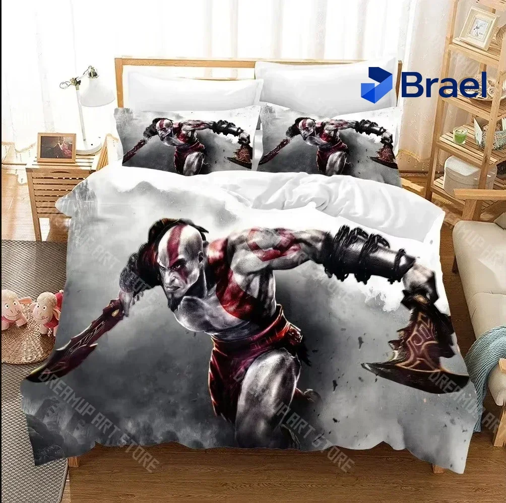 Exquisite 3D Digital Game God Of War Print Bedding Set Game Handle Print Design Duvet Cover Sets USAUEURU SingeTwinQueenKing Siz