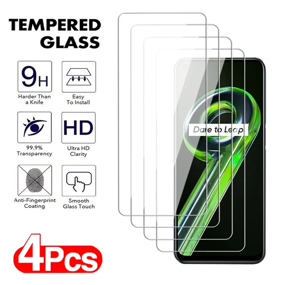 4Pcs Screen Protector For Realme 8 9 10 11 Pro Plus Speed Tempered Glass Realme 11 6.4 4G 6.72 5G 6.43 Transparent Glass Film