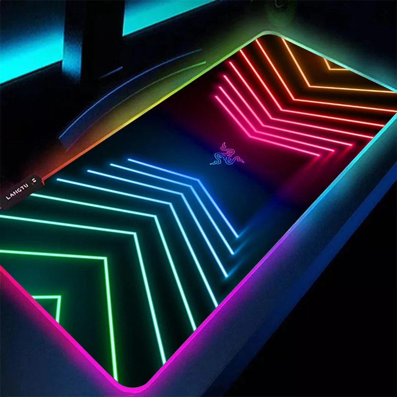 Alas Mouse LED RGB Razer Fashion Mewah, Alas Gaming Besar, Aksesoris PC, Alas Mouse Karet, Alas Laptop Ekstra Besar, Alas Meja Anti Selip HD