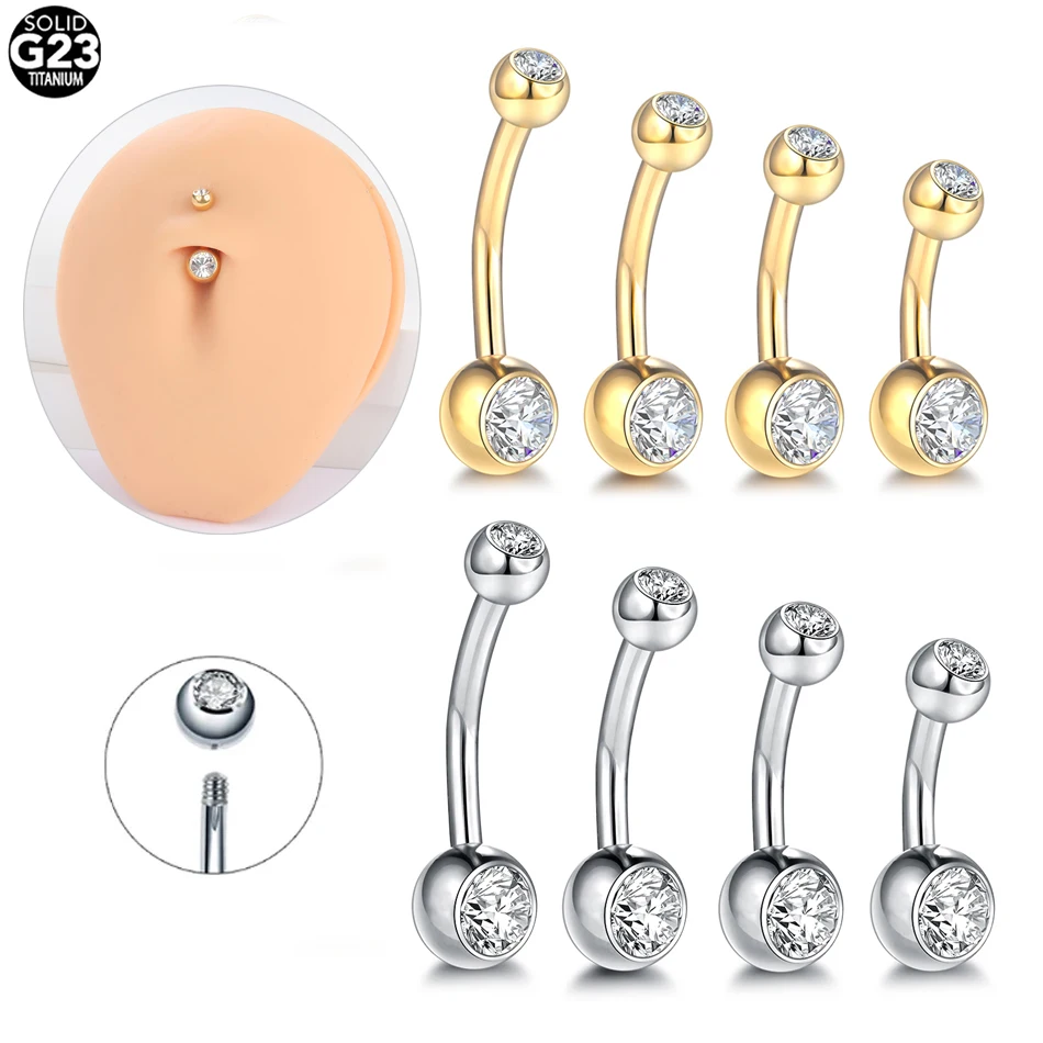 Anillos de titanio G23 para el ombligo, Piercing Sexy para el vientre, 14G, 1 unidad