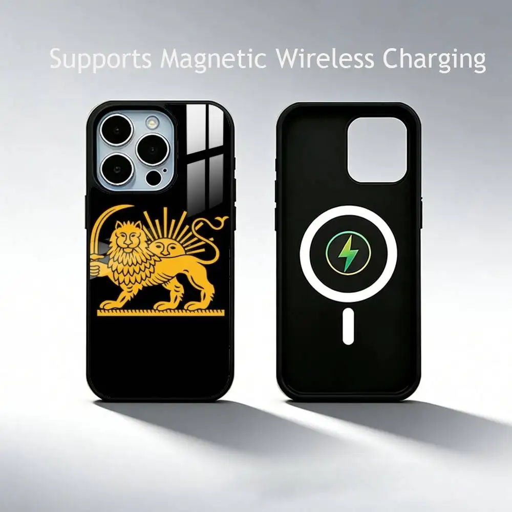 Lion Flag of Iran  Phone Case For iPhone17,16,15,14,13,12,11 Plus,Pro Supports Magnetic Wireless Charging