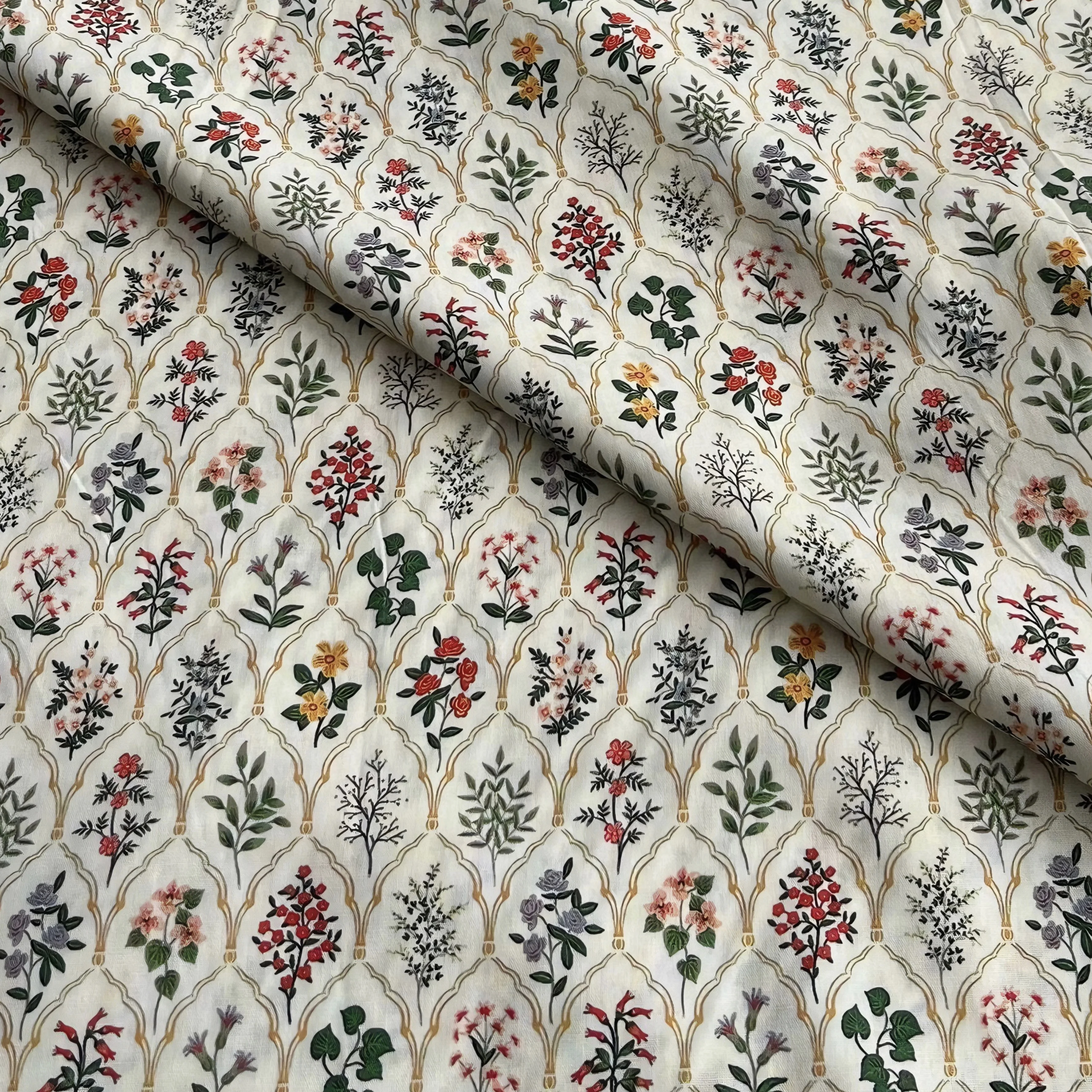 Soft Breathable Cotton Fabric Showcasing Vivid Botanical inspired Patterns Perfect for Garment Design Quilting and Home Decor