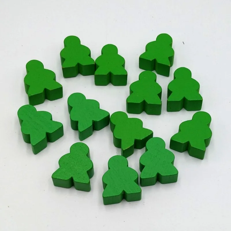 10PCS with 1 wood Dice Big Wooden Humanoid Big meeples Chess Pieces For Meeple Carcassonne Board Game Accessories 1.9*2.4*1CM