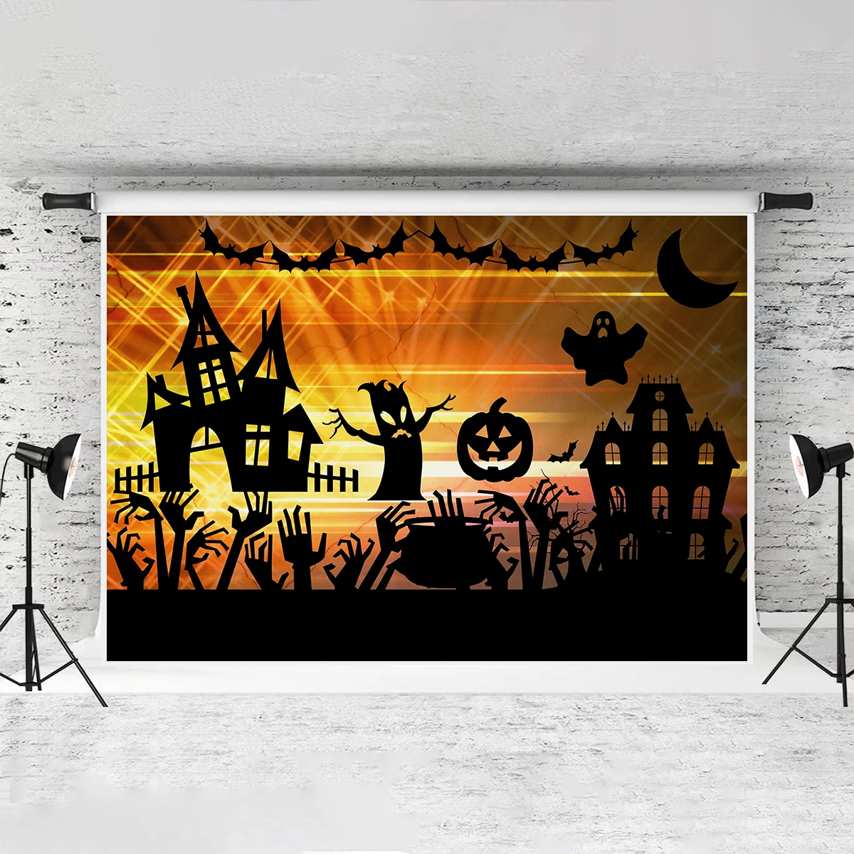 Happy Halloween Backdrop Kids Dress Up Party Background Horror Mummy Boo Castle Spooky Witch Bats Baby Portrait Haunted House