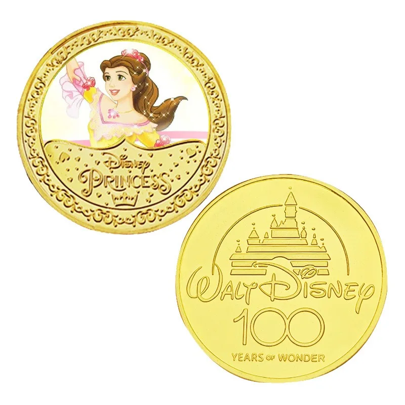 Beauty and Beast Princess Bell Commemorative Coin Metal Coin Cartoon Movie Character Lucky Coin Collection Coins Children Gift