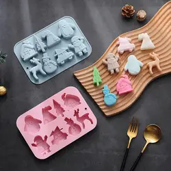 Christmas Fondant Molds Soap Biscuit Fondant Molds 8 Cavity Candies Baking Molds Silicone With Christmas Theme Elk Cars Snowman