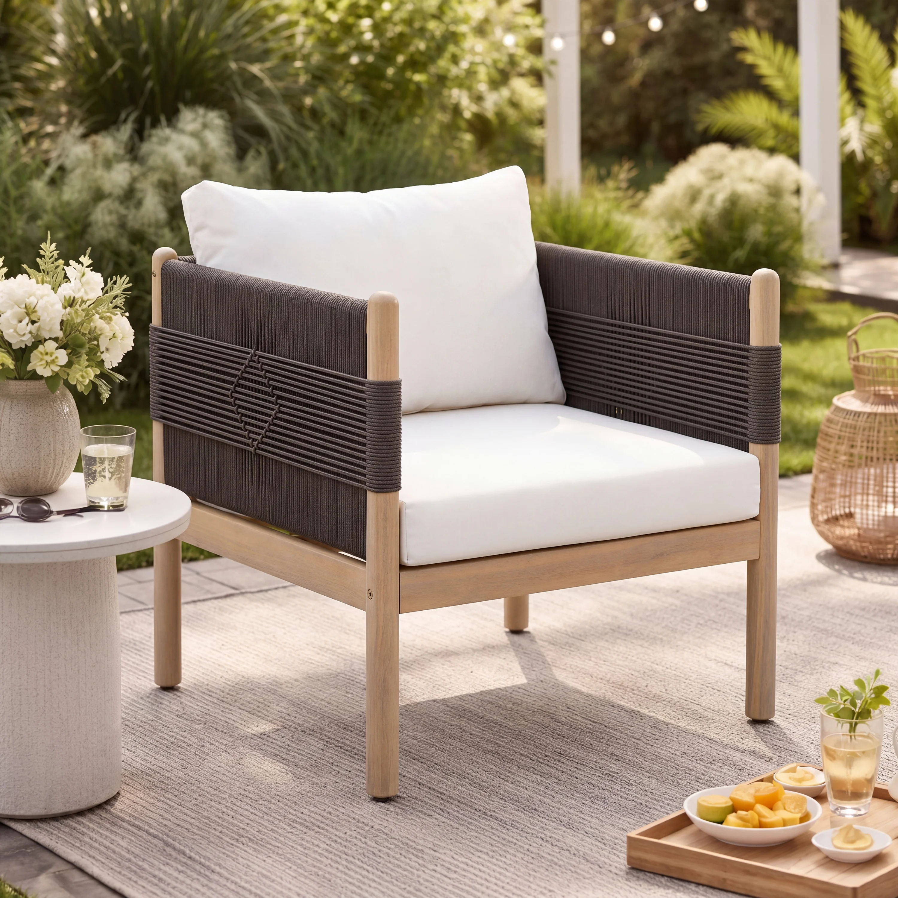 Outdoor Solid Acacia Wood Club - đánh giá và giá Outdoor Furniture No Cushions