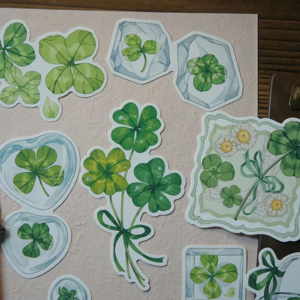 

15pcs Collect Four Leaf Clover Card As Scrapbooking Party Invitation Gift Card Message Postcard Greeting Card