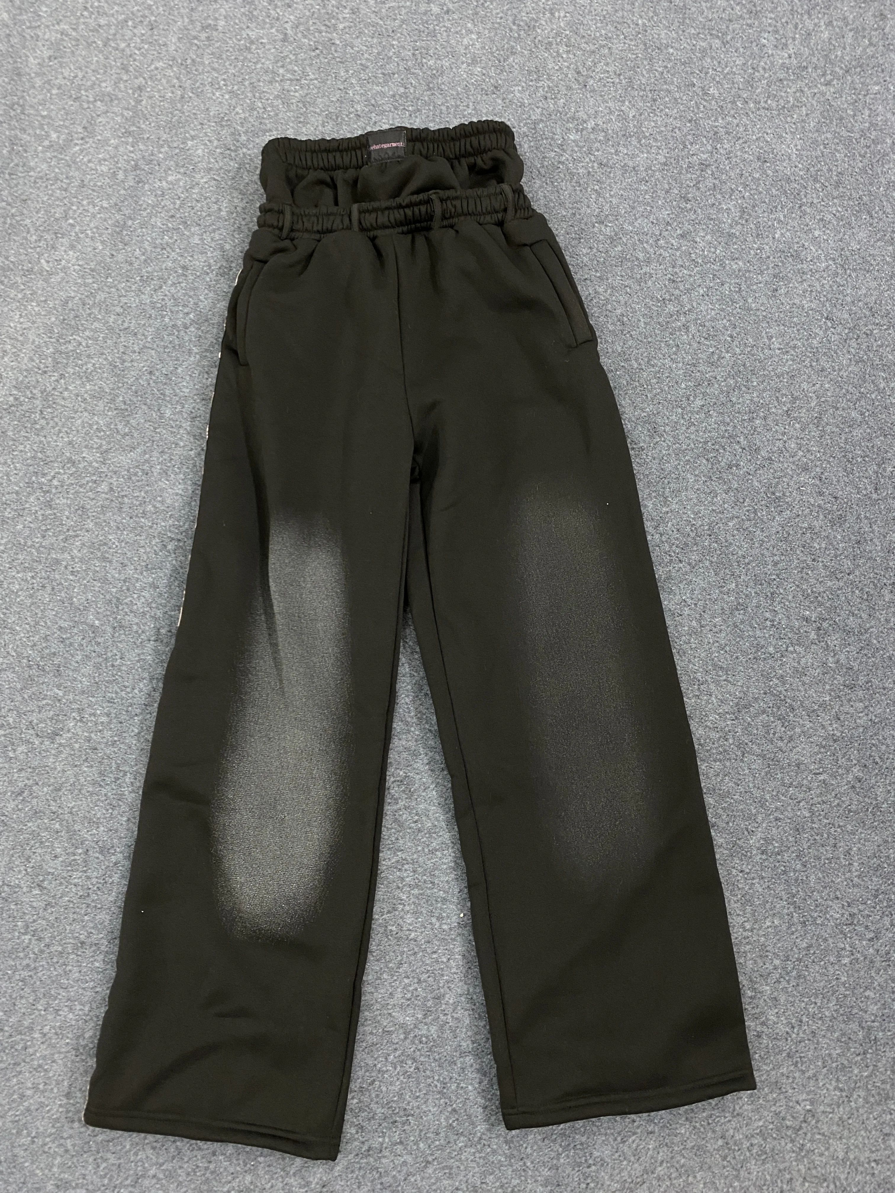 

Harajuku Gothic Vintage Two-Piece Style Stretch Low-Rise Straight-Leg Pants Casual Statement Drawstring Decorative Trousers Y2K