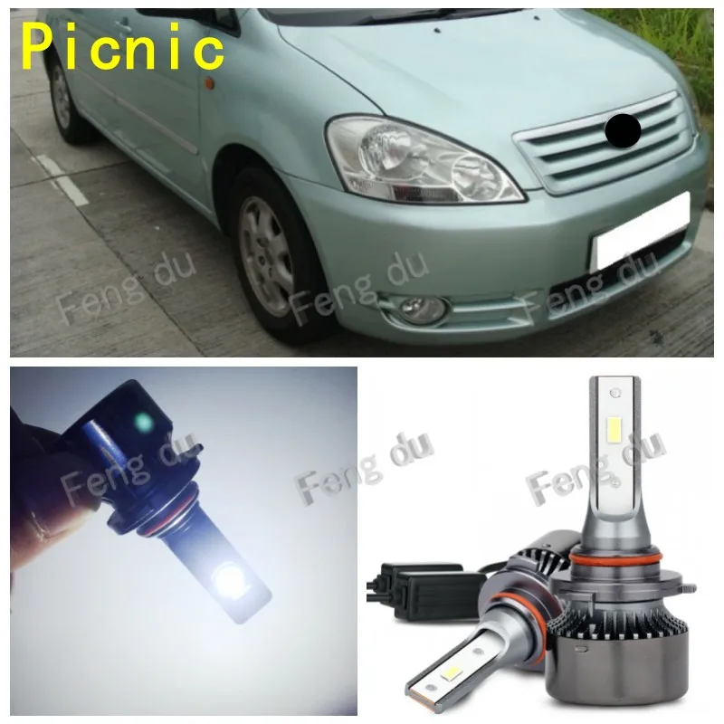 

2Pcs 2001-2010 For Toyota Picnic 6000K LED H11 9006 Car Headlight Bulbs Low Beam High Beam Fog Lamp Light Refit Accessories