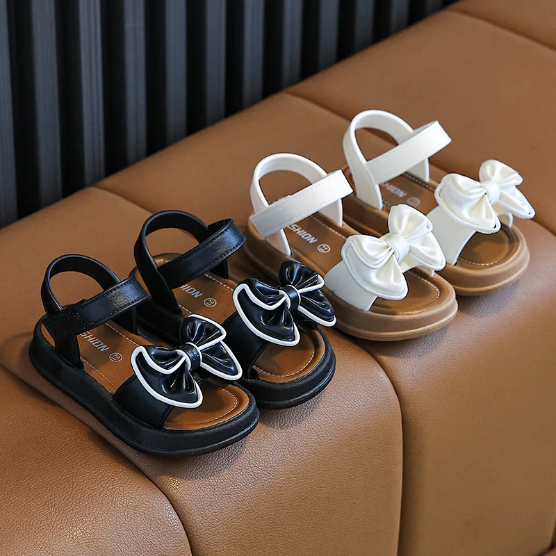 2025 Baby Girls' Shoes for Kids Fashion Bow Children's Sandals Soft Flat Heels Beach Summer Sandals Princess Shoes 1-10 Years