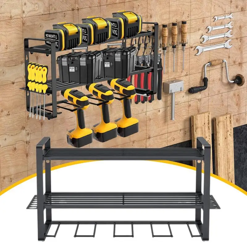 Power Tool Rack 3-Layer Electric Tool Organizer Wall-Mounted Electric Tool Organizer Modular Drill Shelf Organizer Heavy-Duty