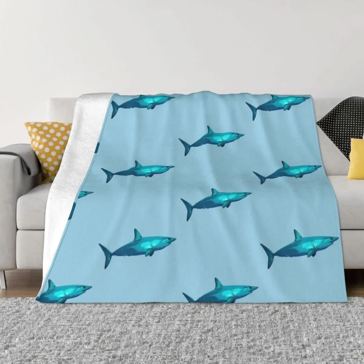 

Mako Shark Color Print Throw Blanket Comforter Travel Luxury Thicken Moving Blankets