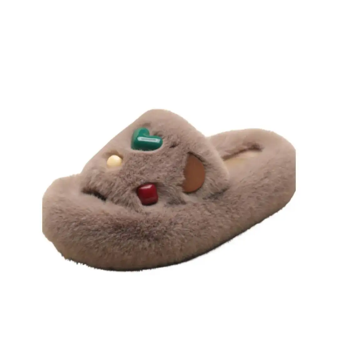 

Women's Fur Slippers 2025 Autumn Winter Open Toe Slippers Thick Soled Fuzzy Fleece Lined Stylish Indoor & Outdoor Shoes