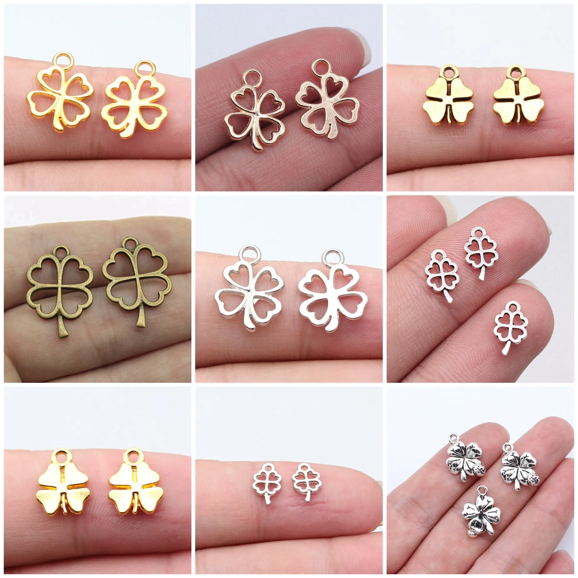 Lucky Four Leaf Clover Charms Pendant Wish Gift Charms Pendants For DIY Bracelet Necklace Jewelry Making Supplies