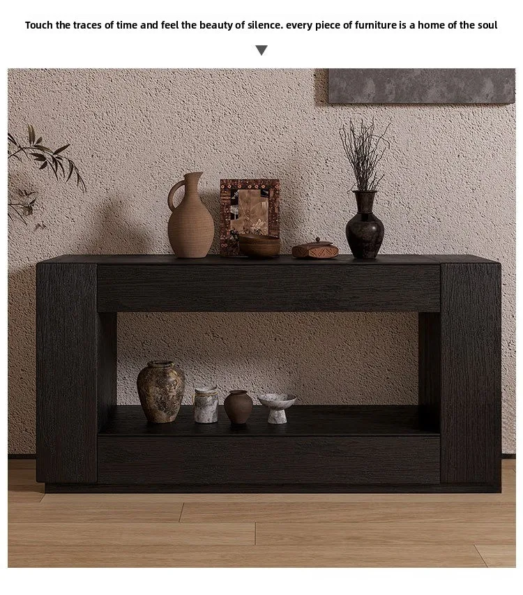 Wabi Sabi Wind Entrance Cabinet Hotel Clubhouse Display Locker with Pumped Solid Wood