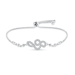 Luxury 925 Sterling Silver Music Symbol Bracelets Heart Zircon Chain Bracelet Rhinestone Bangle For Women Wedding Bridal Jewelry