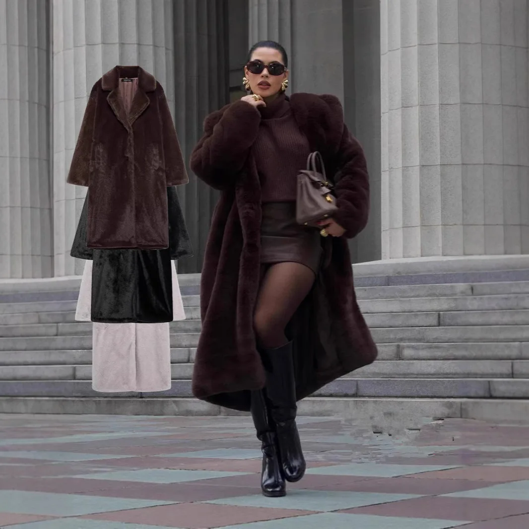 معطف مريح للسيدات من الفرو الصديق للبيئة، الأكثر مبيعًا، معطف شتوي طويل من الفرو الصناعي، سترة نسائية سميكة من الفرو الدافئ #2