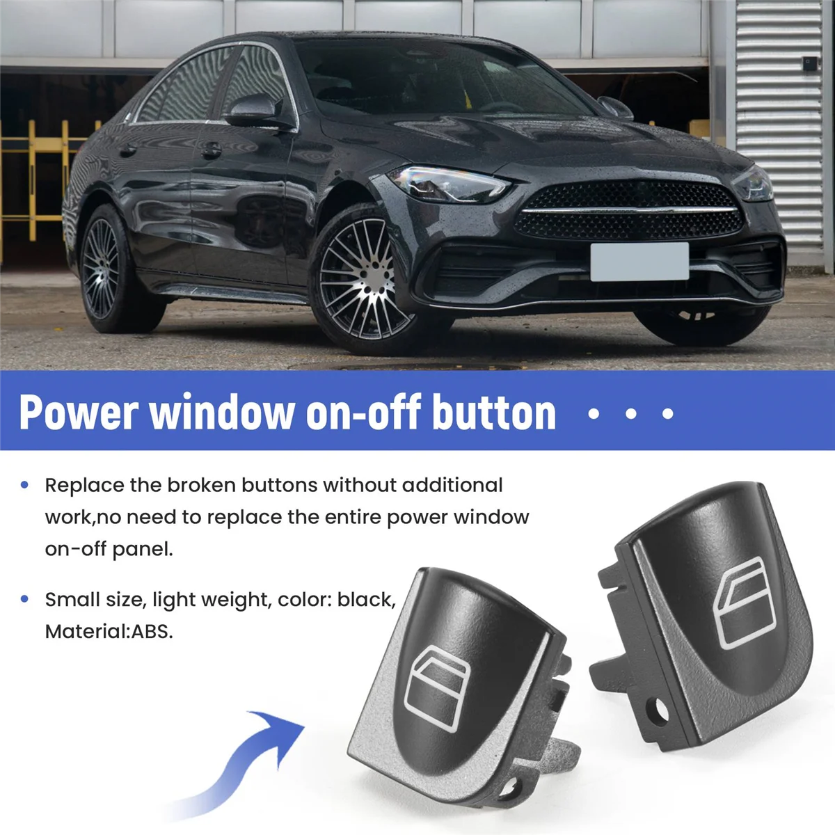 AT77 نافذة التبديل زر يغطي لمرسيدس بنز W203 W208 C Clk الفئة الجبهة اليسار + اليمين نافذة التبديل إصلاح زر قبعات