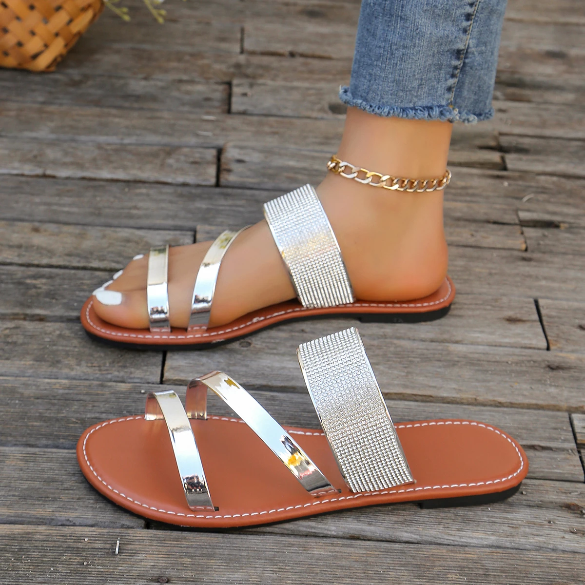 Sandals Women Flats Casual Slippers Summer Shoes Women Designer Sandals Slides Bohemian Shoes Outdoor Ladies Sandals Plus Size