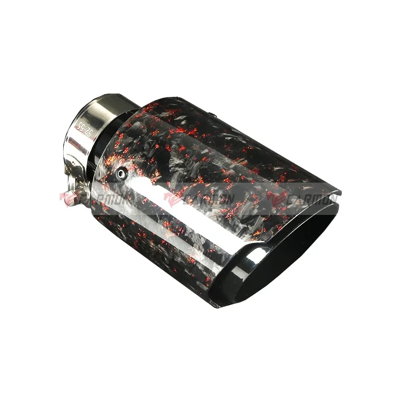 Forged Carbon Fibre Car Exhaust Tip Black Coated Stainless Steel Muffler Tip Tail Pipe With Ak Logo