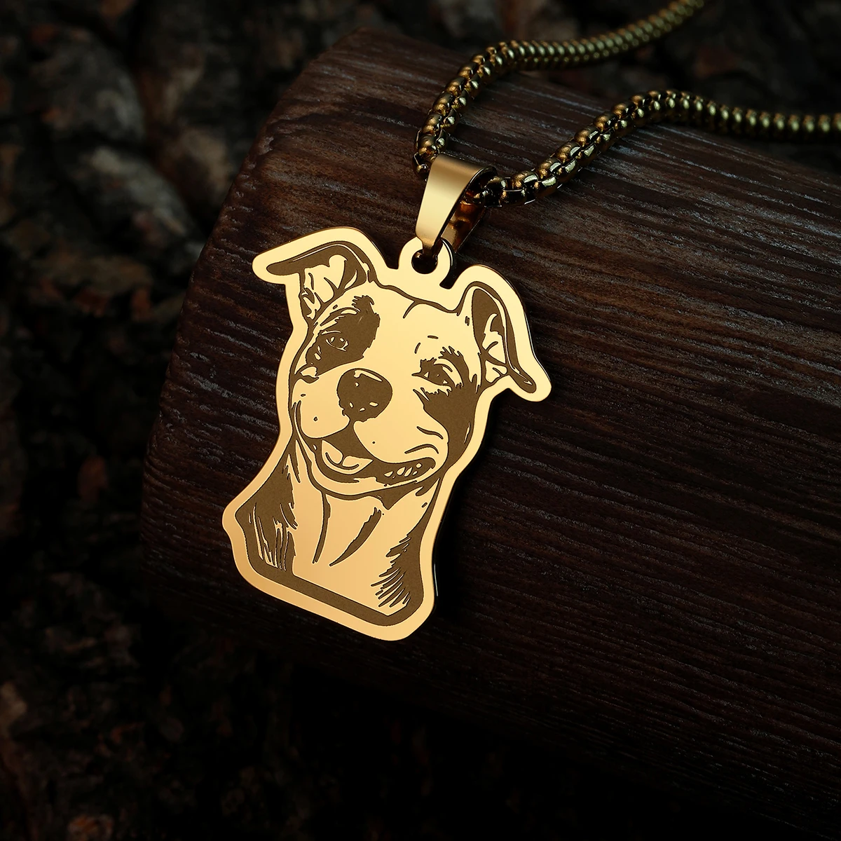 CHENGXUN Amstaff Cute Pendant Necklace Stainless Steel Animal Necklaces for Women Men Birthday Party Gift