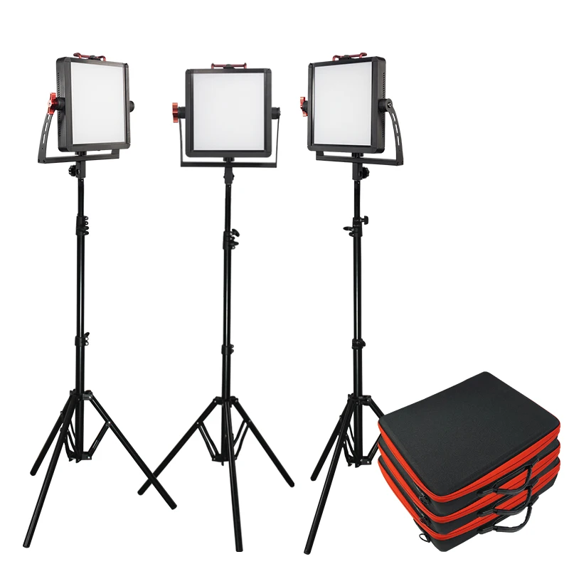 Photography studio professional high CRI LED video lights kit with tripod