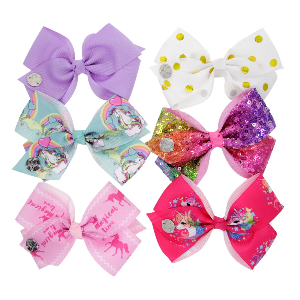 6-piece Set of Children\'s Fashionable Hair Clips Girls\' Tails Bows Colorful and Beautiful Headwear Hair Clips Hair Accessories