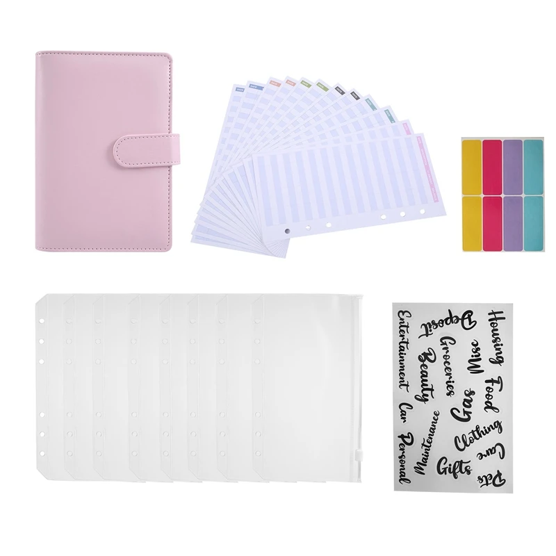 A6 PU Leather Binder Budget Envelope, Plan Organizer Set, Expense Budget Sheet And Envelope