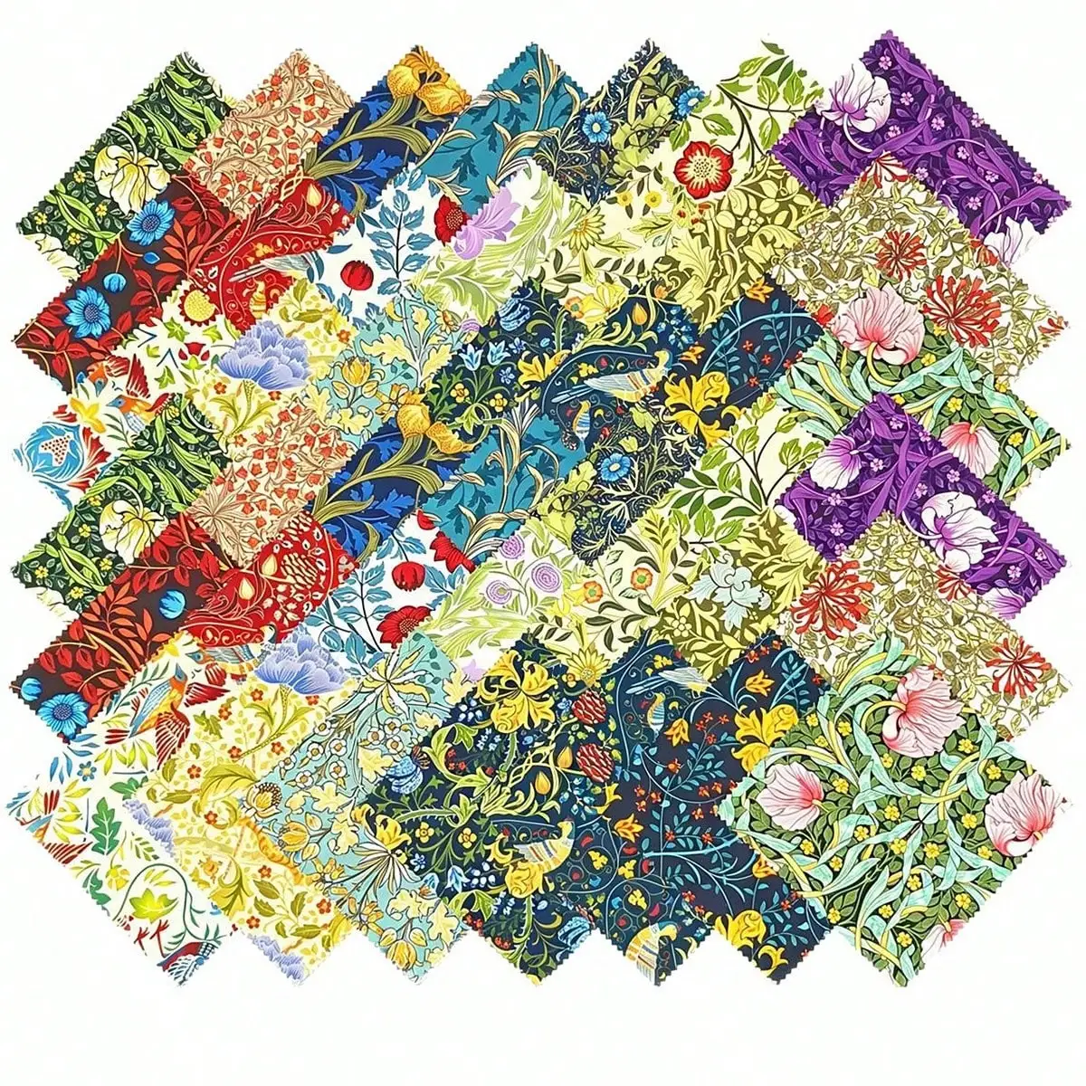 42-Piece Set 5 Inch Classic Large Flower Series Quilt Fabric Squares, Suitable for Sewing, Quilting and DIY Crafts Quilti