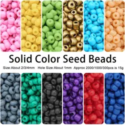 2/3/4mm High-Quality Wear-Resistant Uniform Solid Color Glass Rice Beads - Handmade DIY Jewelry Making (Bracelets/Necklaces)