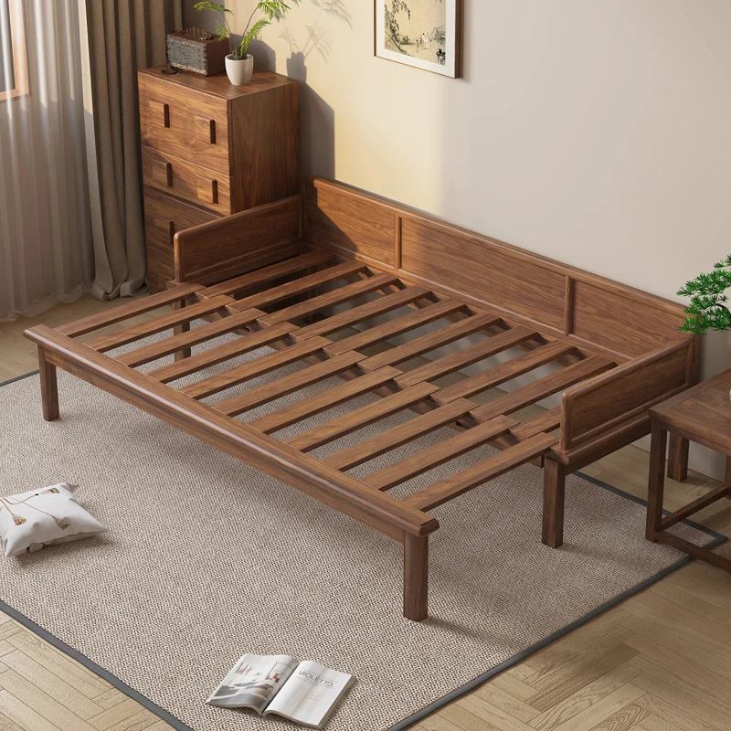 

South American walnut push-pull dual-purpose retractable Zen solid wood Arhat bed new Chinese sofa bed 2025 new