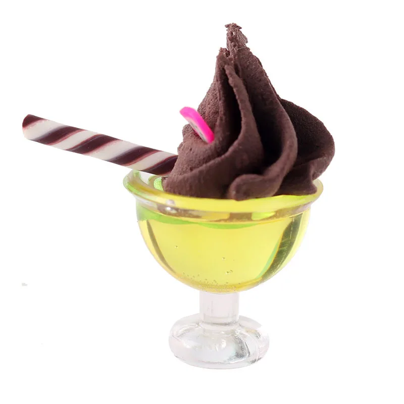 Accesorios para casa de muñecas BJD 1:12, taza de helado de cocina, Mini modelo de bebida, helado de fresa, batido de leche, artículos para casa de muñecas en miniatura