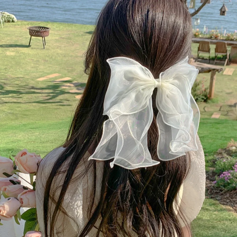 أزياء الشريط Bowknot مقاطع الشعر المشابك متعدد الطبقات القوس دبابيس الشعر الفتيات أغطية الرأس النساء ذيل حصان