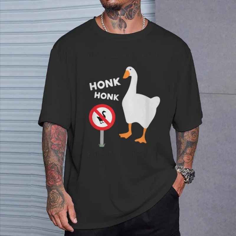 Untitled Goose Game Meme Graphic T‑Shirt 0905 Funny Goose Honk Print Unisex Cotton Short Sleeve Gamer Streetwear Casual Tees