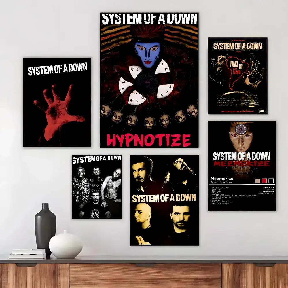 Band SOAD S-System of a Down Poster Wall Art Printed Decor Sticker Stylish Home Gift for Living Room Bedroom Corridor Cafe