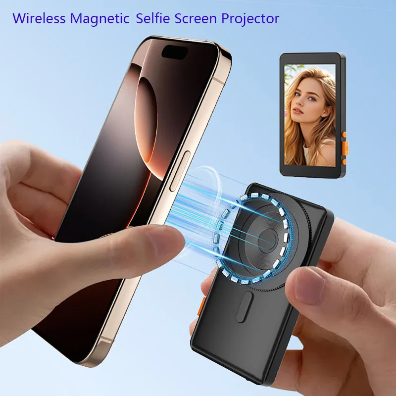 Smartphone Magnetic Monitor Screen Wireless Phone Screen Projector Phone Rear Camera Selfie For Vlog Live Stream Video Recording