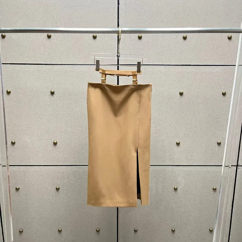 Women's Lace-Up Midi Skirt with Side Slit, Casual and Versatile Workwear, High Quality, 2026 Collection, New Arrival, Y2K Style