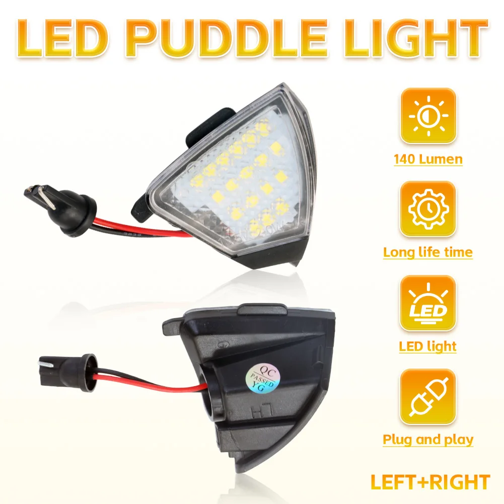2Pcs Car Led Under Side Rearview Mirror Puddle Light For Volkswagen Golf MK5 Rabbit GTI Jetta Courtesy Puddle Lamp Xenon White