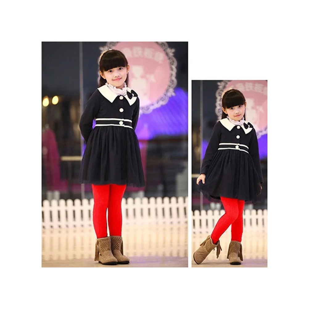 

Fleece Lined Tights For Girls Thick Warm Winter Leggings Soft Kids Pants Under Dresses Skirts Red 3-5 Years