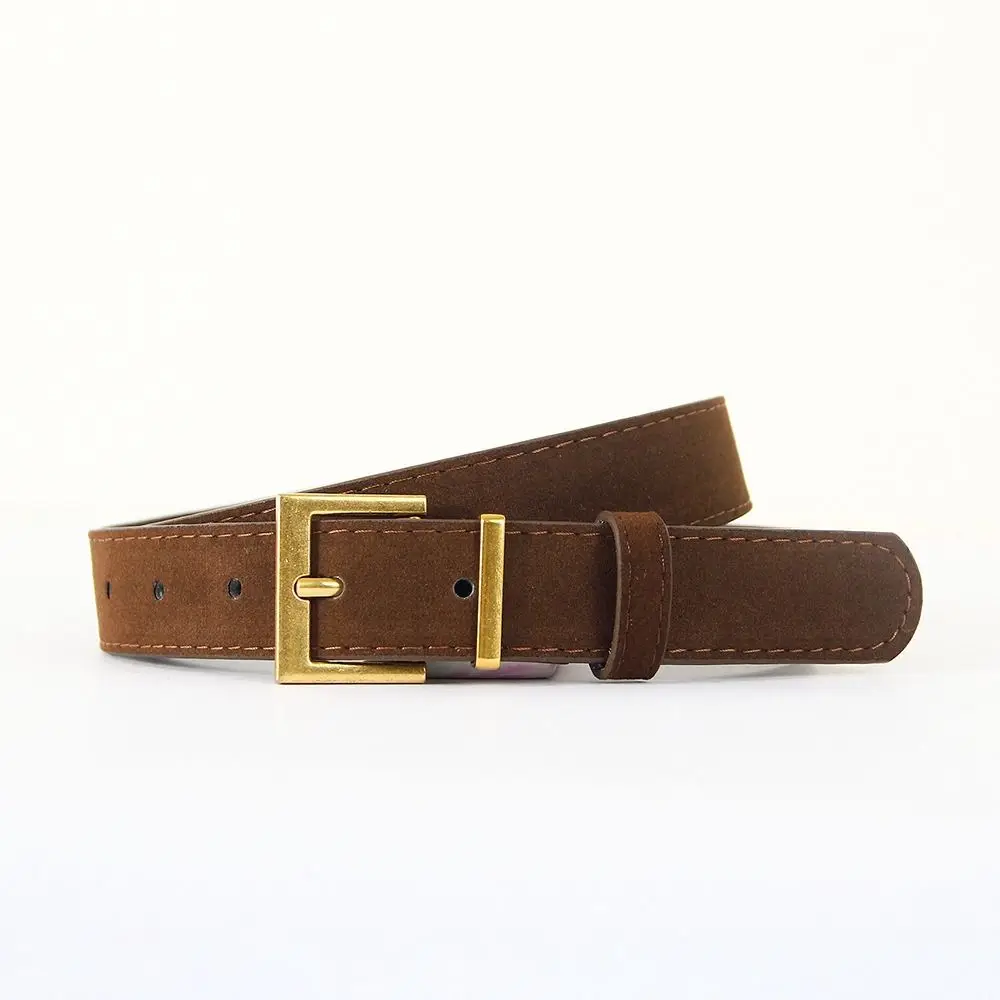 Classic Square Alloy Pin Buckle Waist Belt Faux Suede Matte Suede Leather Belt Simple Casual Waist Strap For Women
