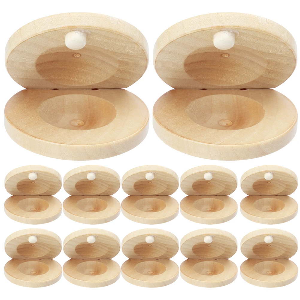 12 pcs Wooden Castanets Finger Castanet Wood Rhythm Music Instruments For Kids Early Education Small Durable Finger Castanet