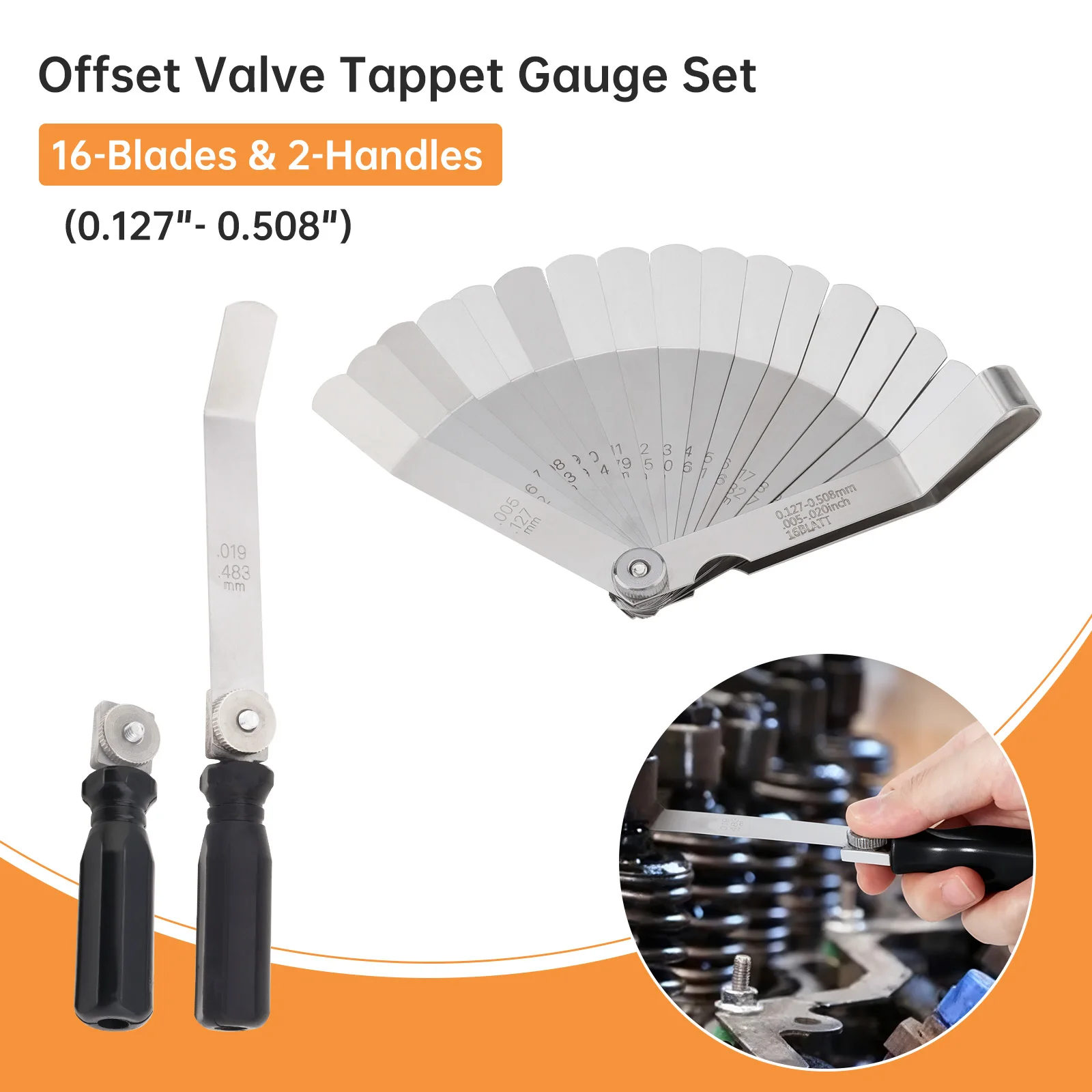 الفولاذ المقاوم للصدأ أوفست صمام الغماز المحسس قياس مجموعة متعددة الأغراض أداة قياس محرك دراجة نارية صمام المحسس قياس #3