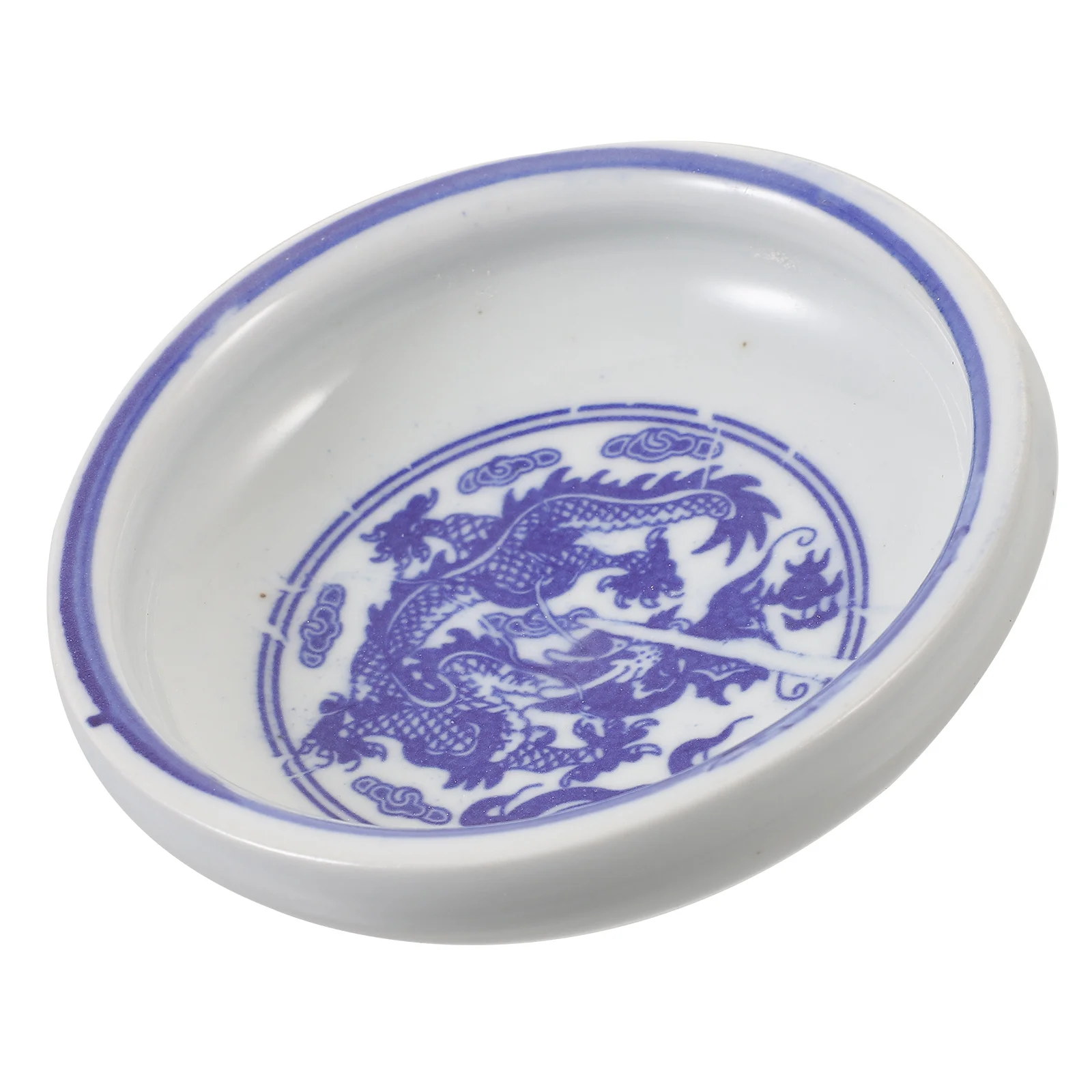 

1Pcs Multi-Function Blue and White Porcelain Ink Dish Ceramic Ink Plate for Calligraphy Brush Painting Stationery