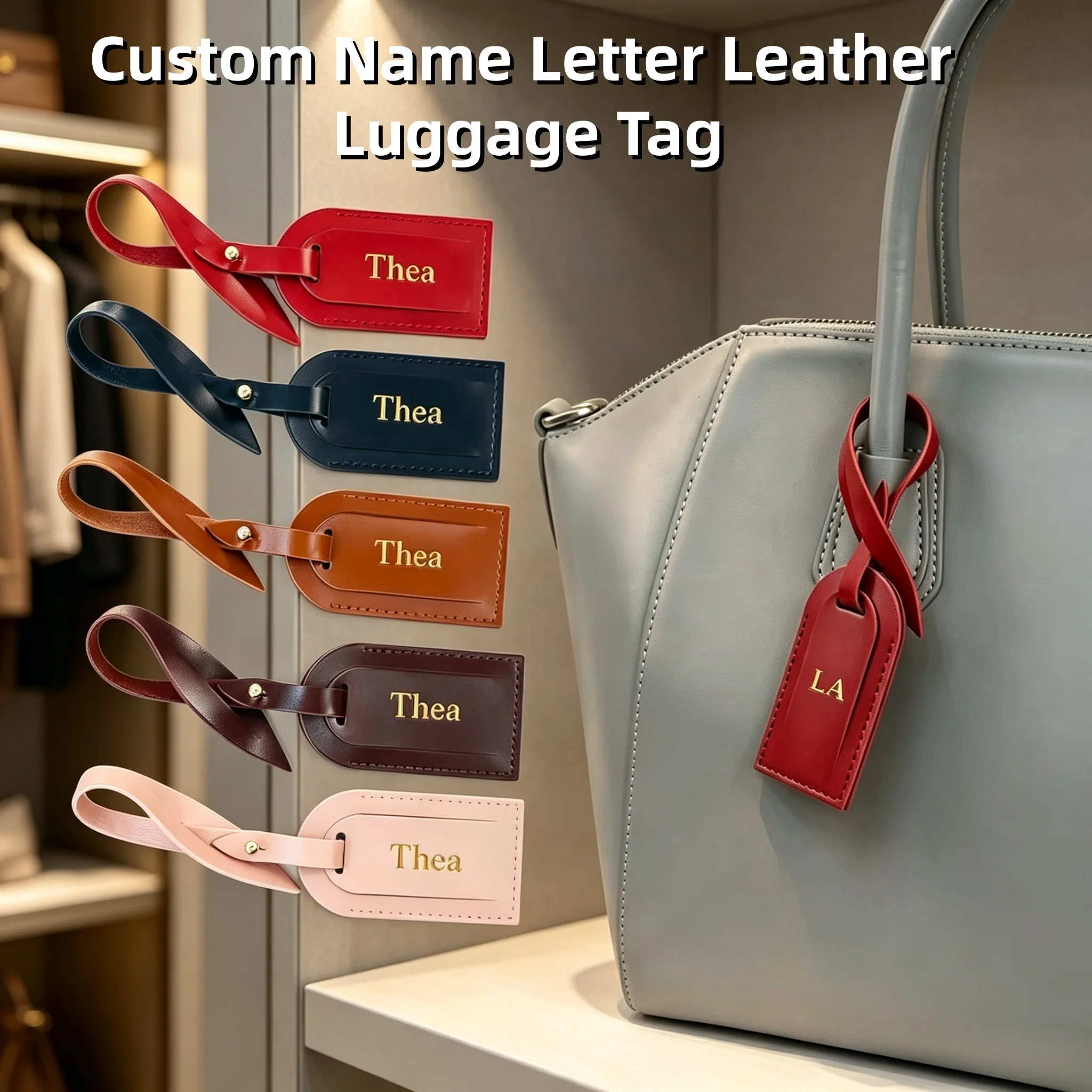Customized Name PU Leather Premium and Simple Suitcase Accessories Luggage Tags, Boarding Passes, Identification Plates