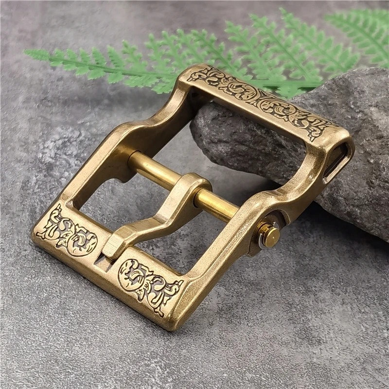 Luxury Solid Brass Belt Buckle For Men Belt Vintage Style Man Belt Buckle 40mm Stainless Steel For Leather Belt Men BK0008