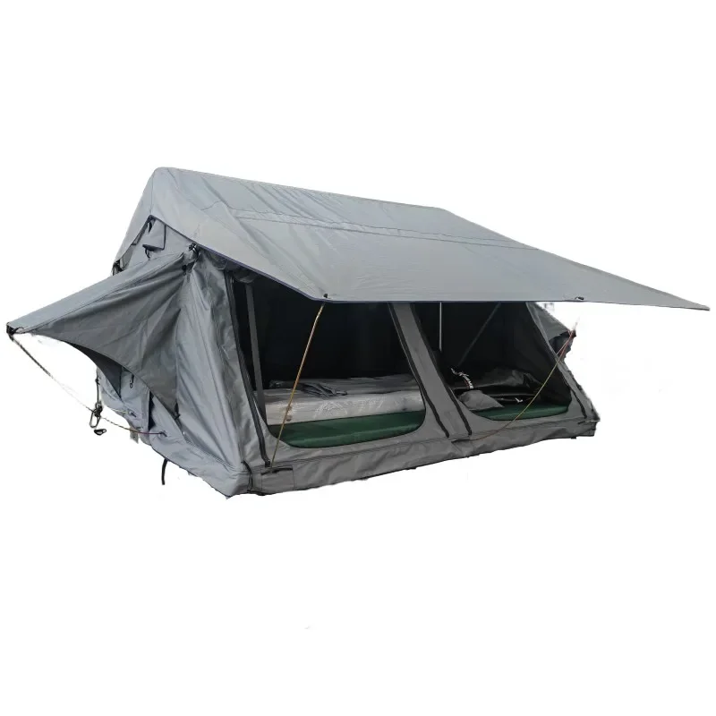 220cm Width Outside Waterproof Largest Size Family Camping Soft Roof Tent In 280G Canvas